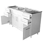 Mueble Lavaplatos Blanco con Cubierta de Acero Inoxidable 150x50x90 cm (Incluye Armado) - Miniatura 3