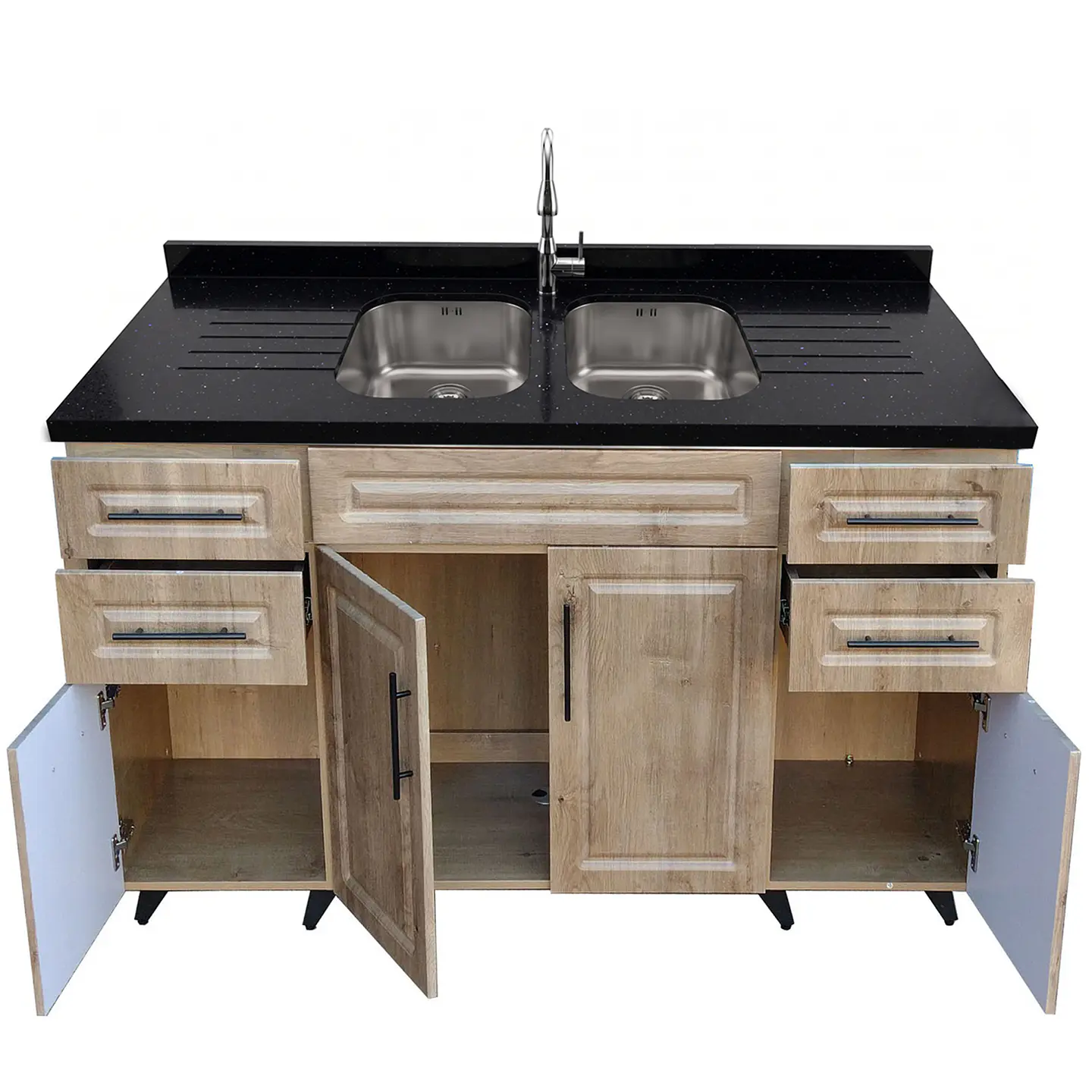 Mueble Lavaplatos Nogal con Cubierta de Cuarzo 150x51x90 cm (Incluye Armado) 5