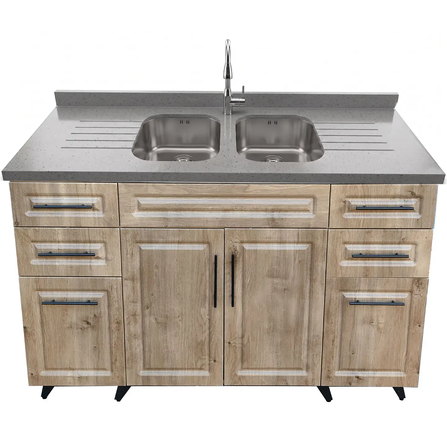 Mueble Lavaplatos Nogal con Cubierta de Cuarzo 150x51x90 cm (Incluye Armado) 3