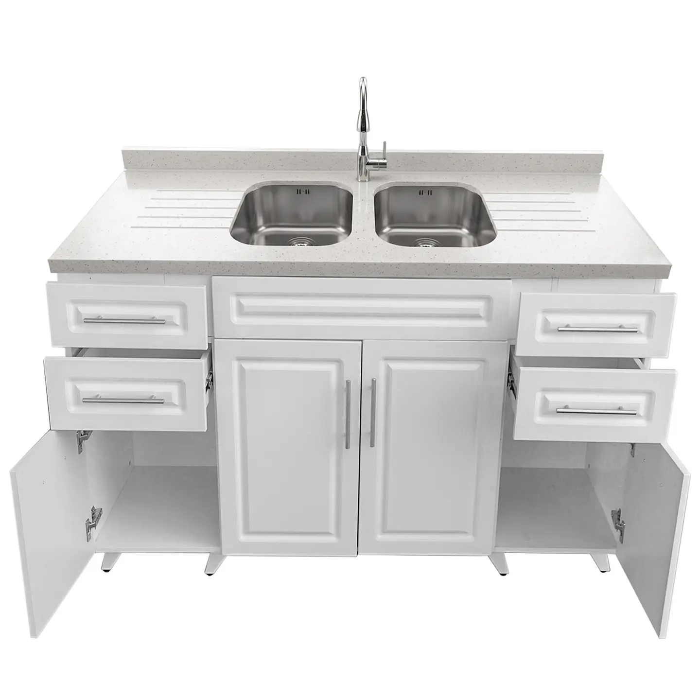 Mueble Lavaplatos Blanco con Cubierta de Cuarzo 150x51x90 cm (Incluye Armado) 4