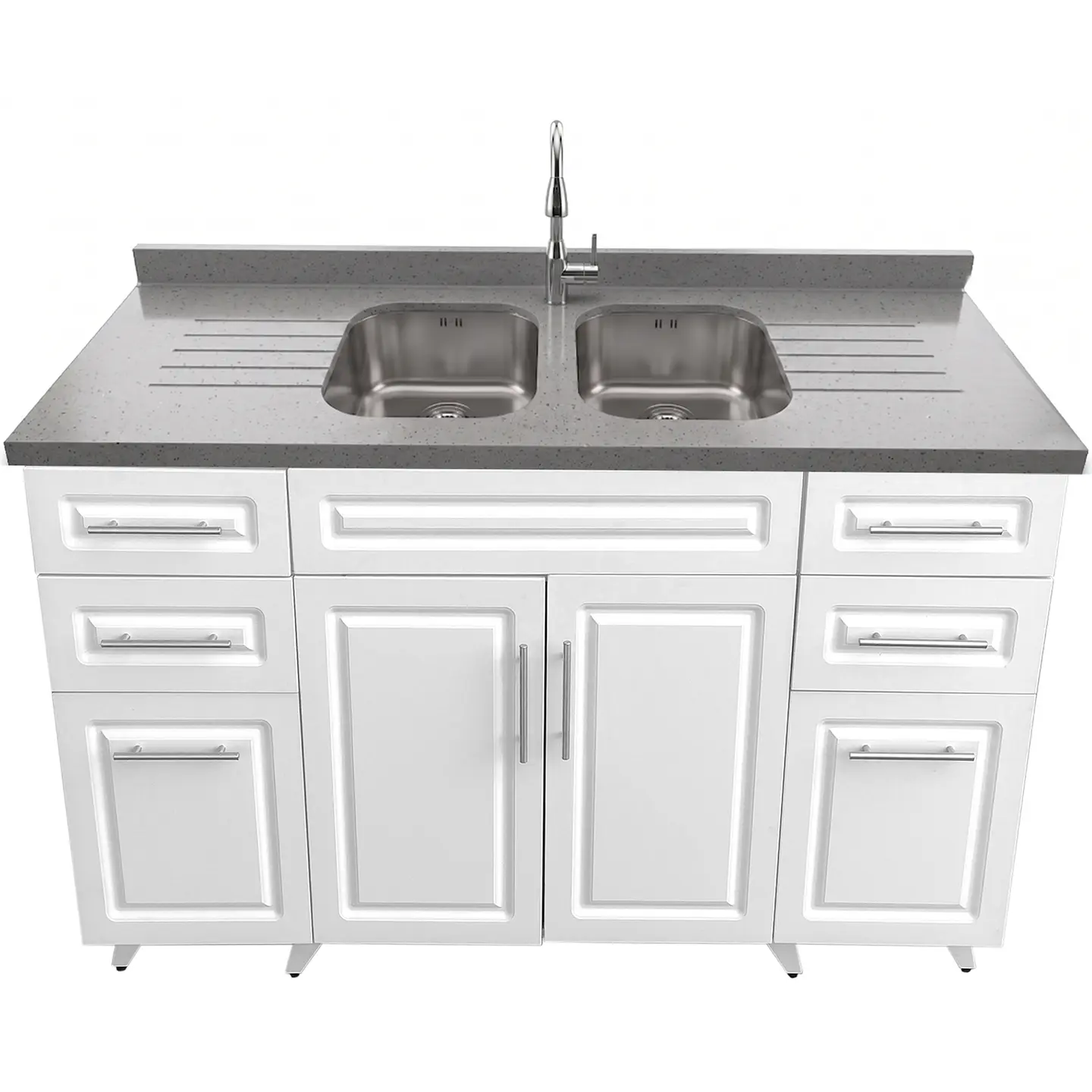 Mueble Lavaplatos Blanco con Cubierta de Cuarzo 150x51x90 cm (Incluye Armado) 3