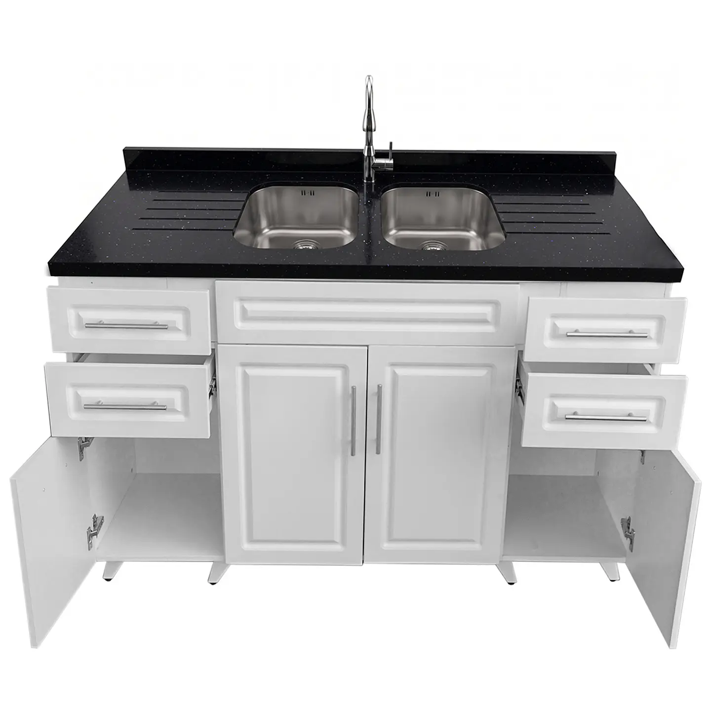 Mueble Lavaplatos Blanco con Cubierta de Cuarzo 150x51x90 cm (Incluye Armado) 5