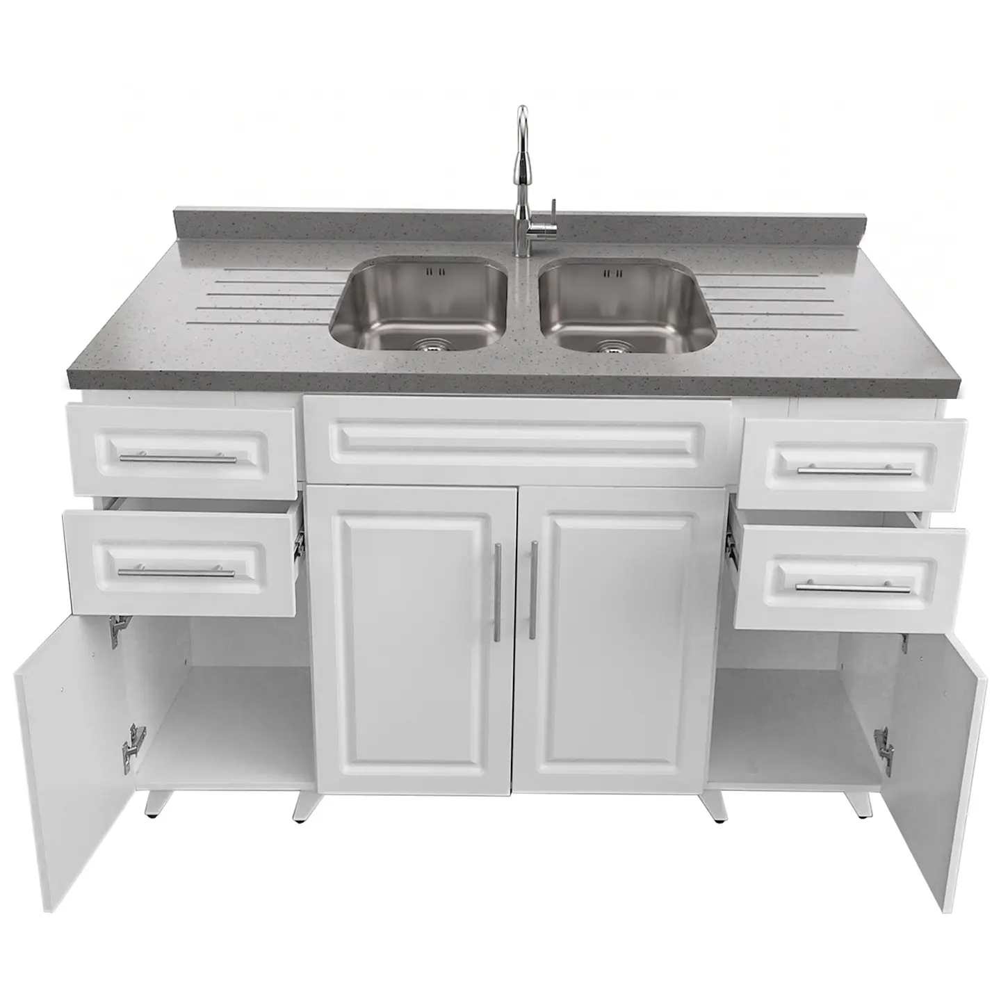 Mueble Lavaplatos Blanco con Cubierta de Cuarzo 150x51x90 cm (Incluye Armado) 6