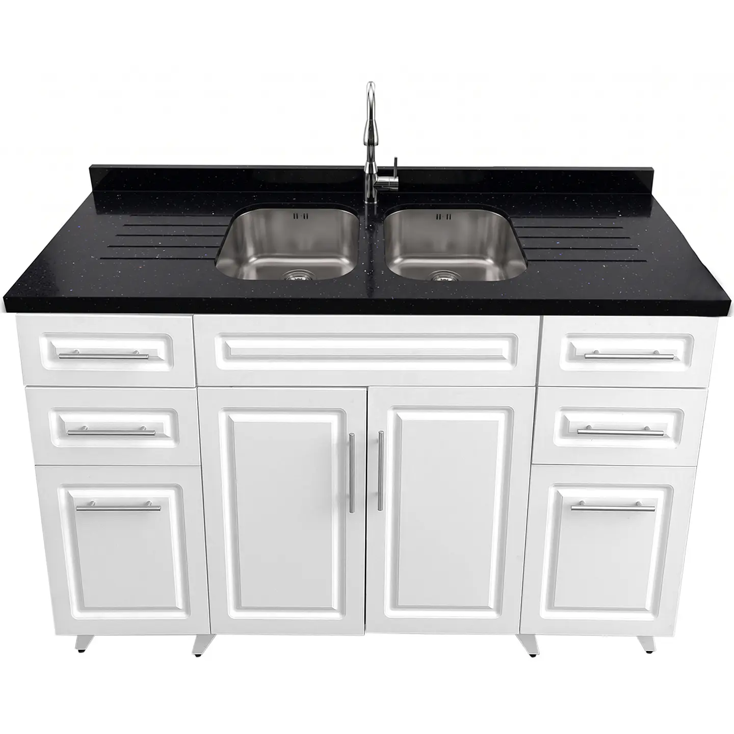 Mueble Lavaplatos Blanco con Cubierta de Cuarzo 150x51x90 cm (Incluye Armado) 2