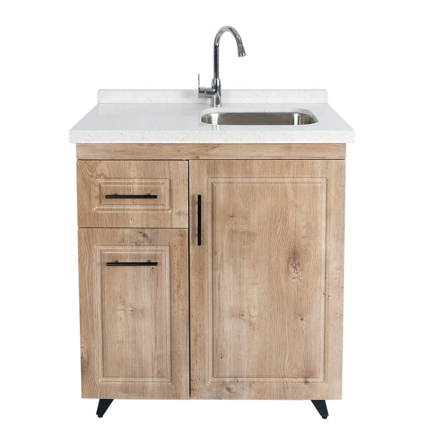 Mueble Lavaplatos Nogal Izquierdo con Cubierta de Cuarzo 80x51x90 cm (Incluye Armado) 4