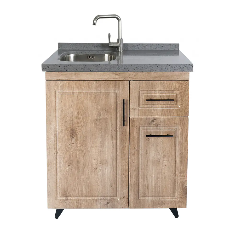 Mueble Lavaplatos Nogal Derecho con Cubierta de Cuarzo 80x51x90 cm (Incluye Armado) 3