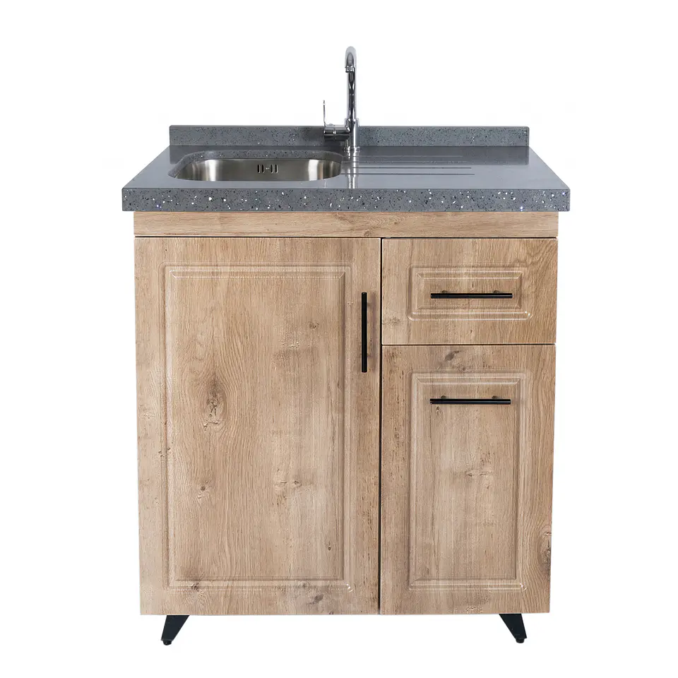 Mueble Lavaplatos Nogal Derecho con Cubierta de Cuarzo 80x51x90 cm (Incluye Armado) 6