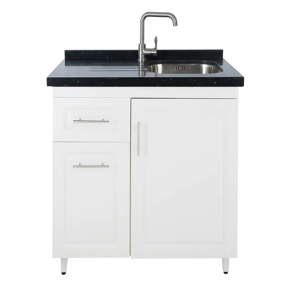 Mueble Lavaplatos Blanco Izquierdo con Cubierta de Cuarzo 80x51x90 cm (Incluye Armado) 2