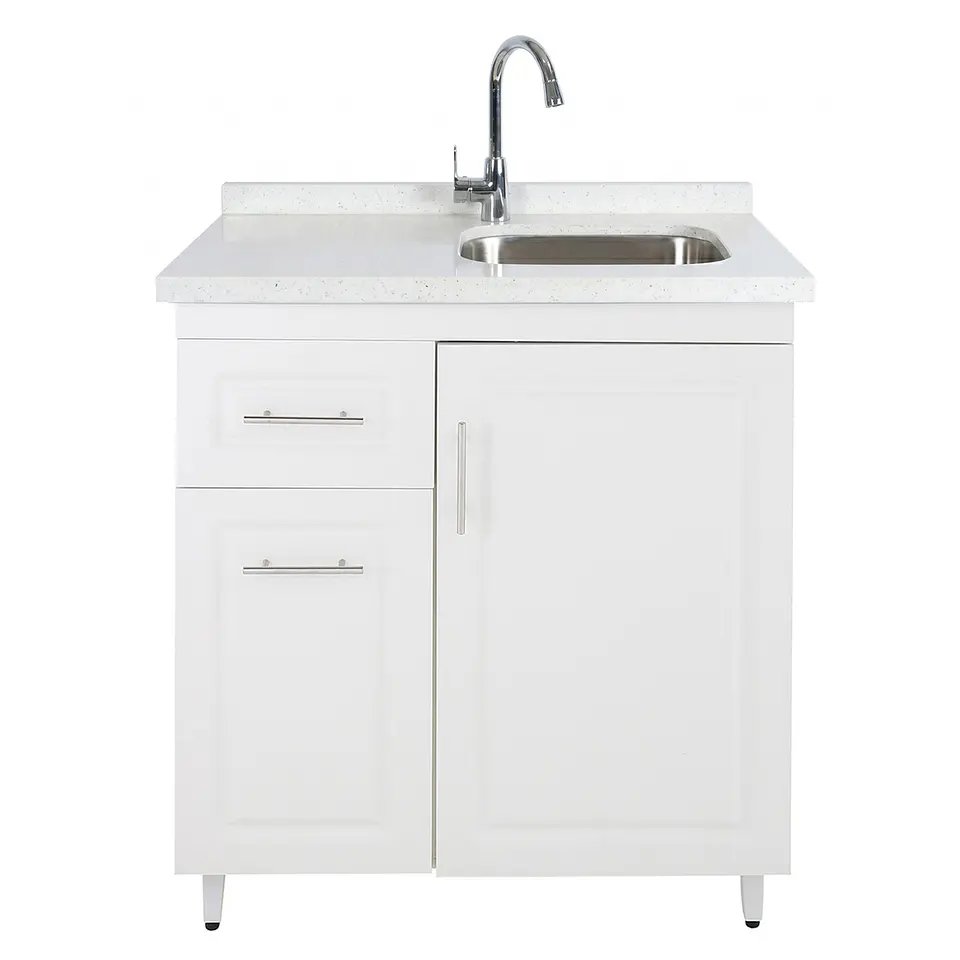 Mueble Lavaplatos Blanco Izquierdo con Cubierta de Cuarzo 80x51x90 cm (Incluye Armado) 4