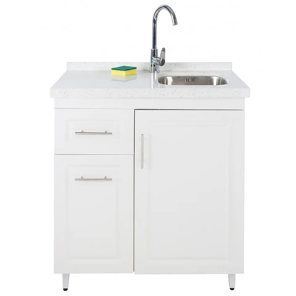 Mueble Lavaplatos Blanco Izquierdo con Cubierta de Cuarzo 80x51x90 cm (Incluye Armado) 1