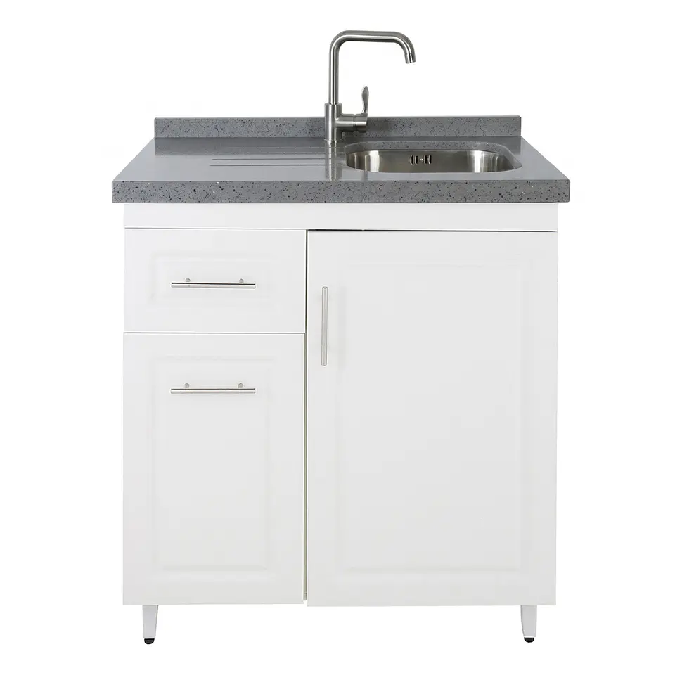 Mueble Lavaplatos Blanco Izquierdo con Cubierta de Cuarzo 80x51x90 cm (Incluye Armado) 3