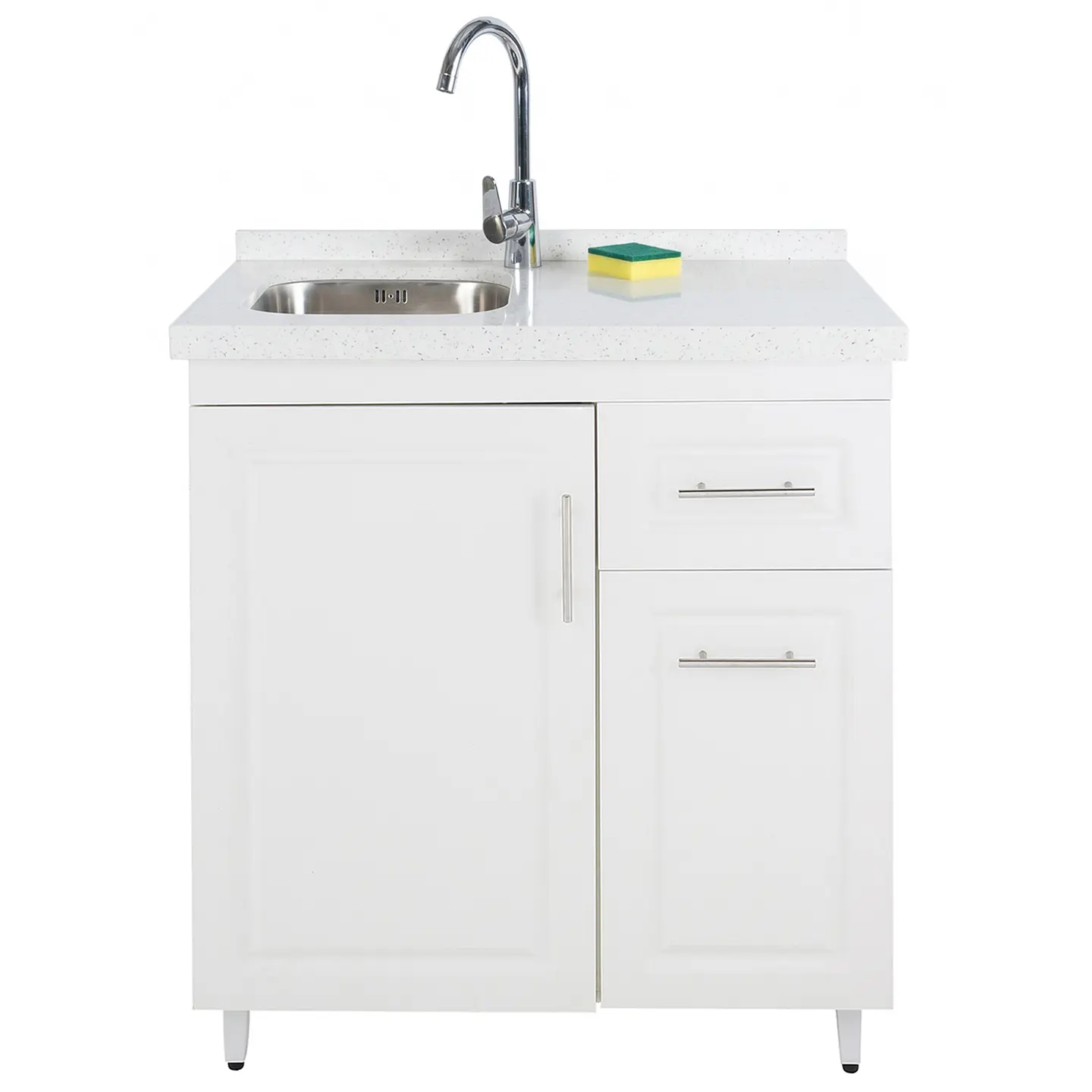 Mueble Lavaplatos Blanco Derecho con Cubierta de Cuarzo 80x51x90 cm (Incluye Armado) 1