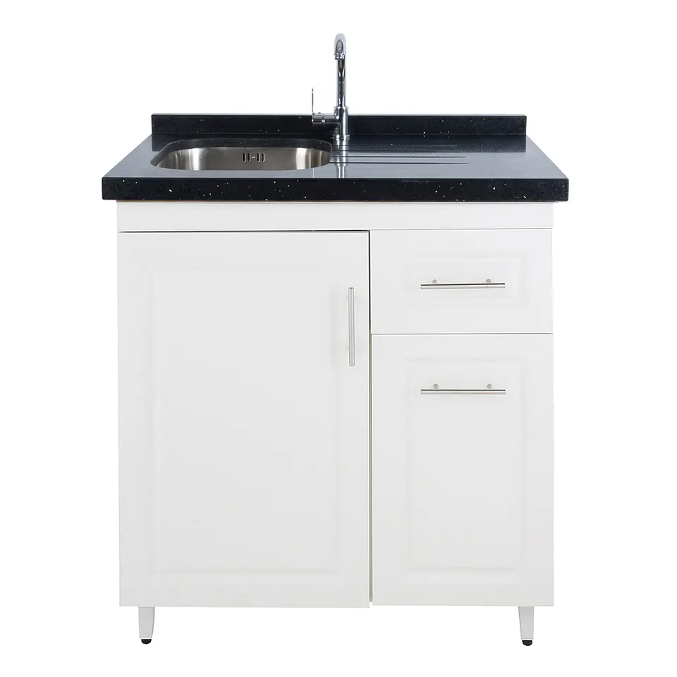 Mueble Lavaplatos Blanco Derecho con Cubierta de Cuarzo 80x51x90 cm (Incluye Armado) 5