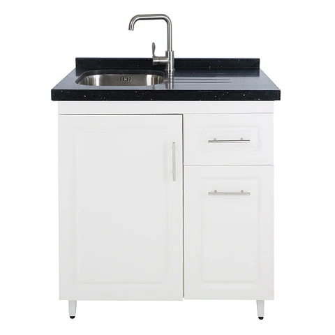 Mueble Lavaplatos Blanco Derecho con Cubierta de Cuarzo 80x51x90 cm (Incluye Armado)