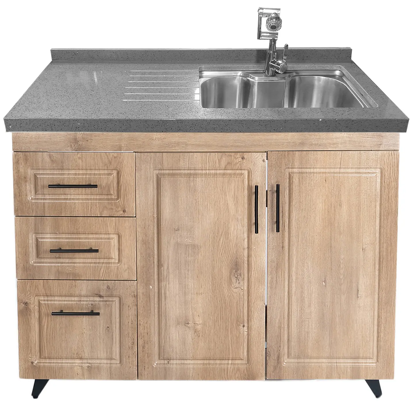 Mueble Lavaplatos Nogal Izquierdo con Cubierta de Cuarzo 100x51x90 cm (Incluye Armado) 6