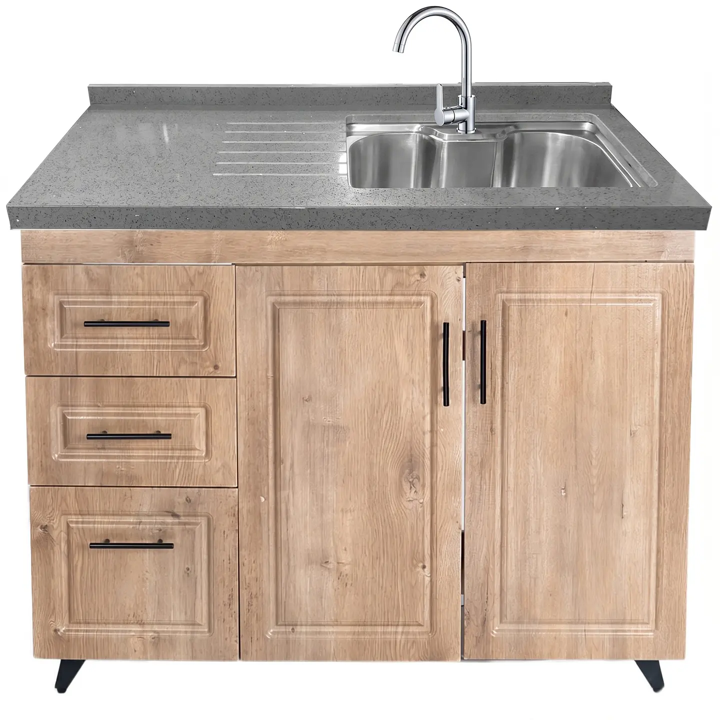 Mueble Lavaplatos Nogal Izquierdo con Cubierta de Cuarzo 100x51x90 cm (Incluye Armado) 3