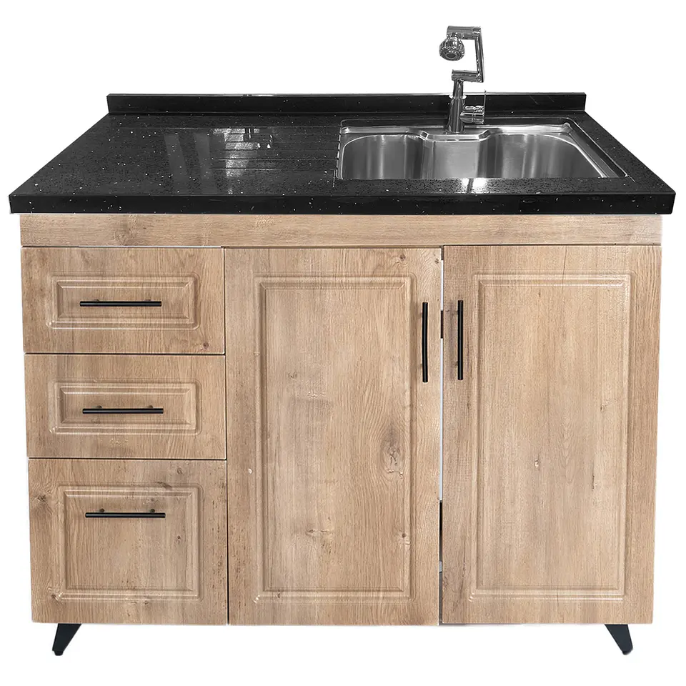 Mueble Lavaplatos Nogal Izquierdo con Cubierta de Cuarzo 100x51x90 cm (Incluye Armado) 5