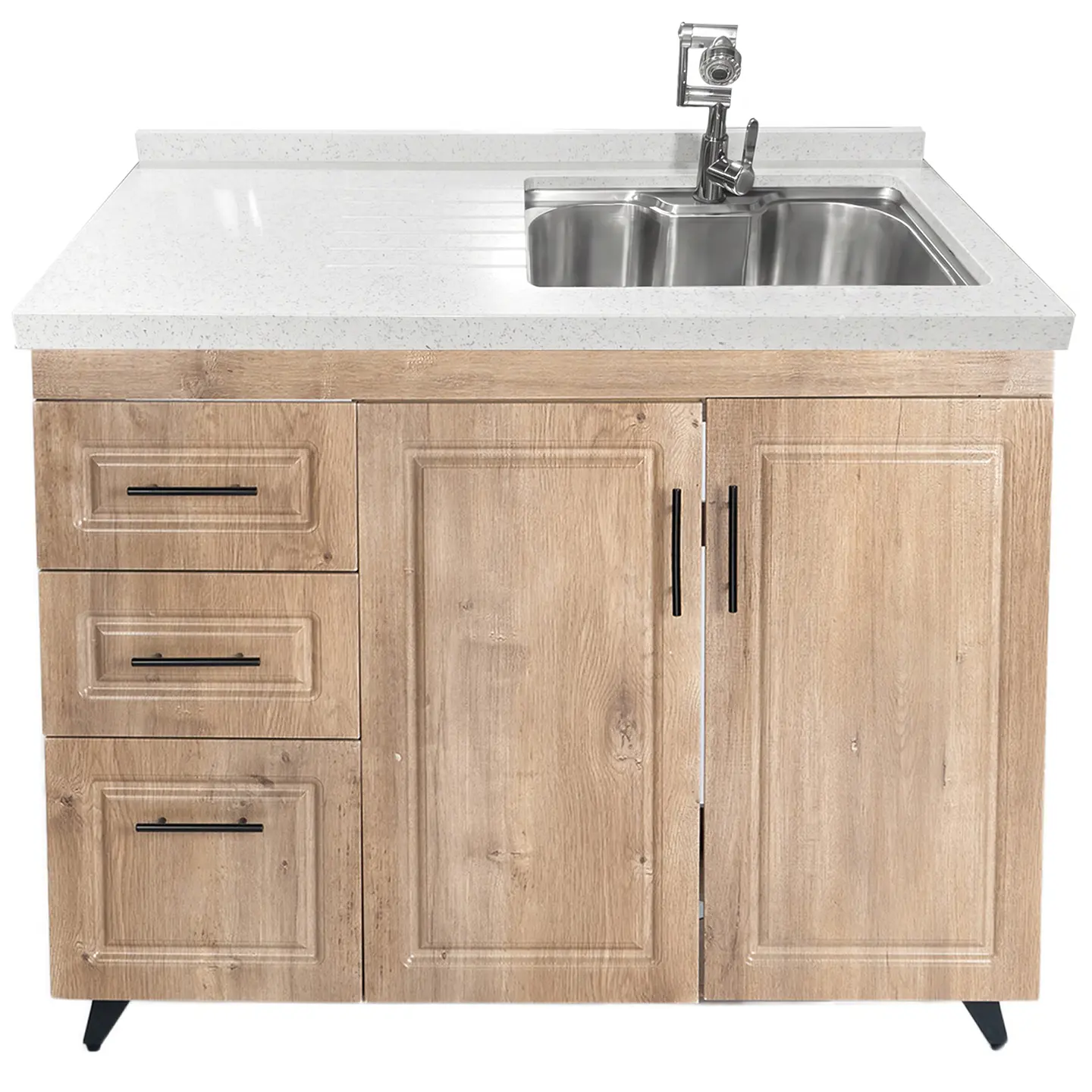 Mueble Lavaplatos Nogal Izquierdo con Cubierta de Cuarzo 100x51x90 cm (Incluye Armado) 4