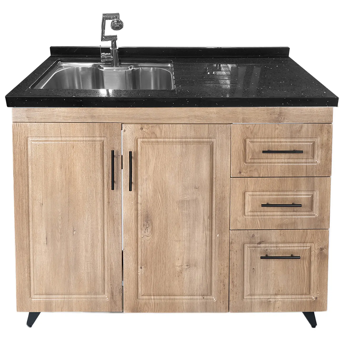 Mueble Lavaplatos Nogal Derecho con Cubierta de Cuarzo 100x51x90 cm (Incluye Armado) 5