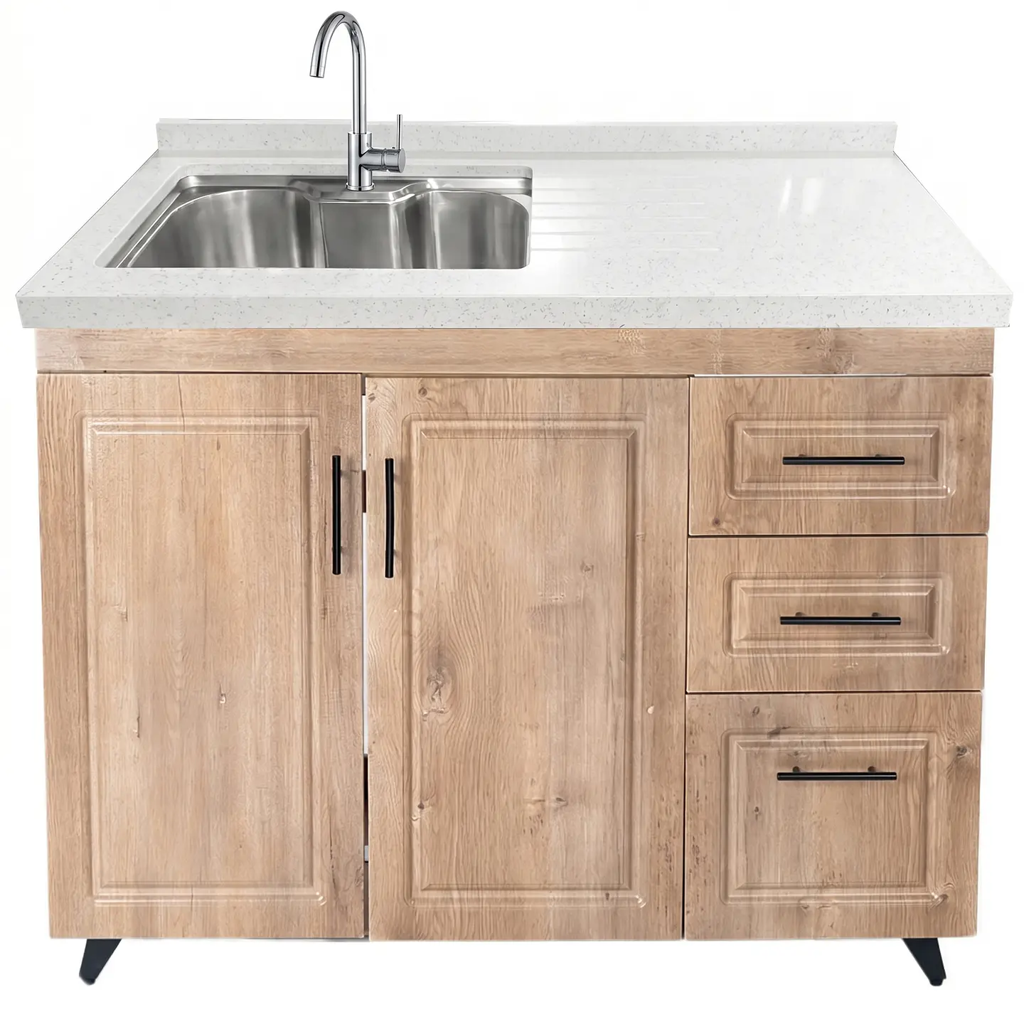 Mueble Lavaplatos Nogal Derecho con Cubierta de Cuarzo 100x51x90 cm (Incluye Armado) 1