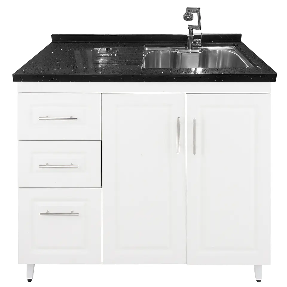 Mueble Lavaplatos Blanco Izquierdo con Cubierta de Cuarzo 100x51x90 cm (Incluye Armado) 5