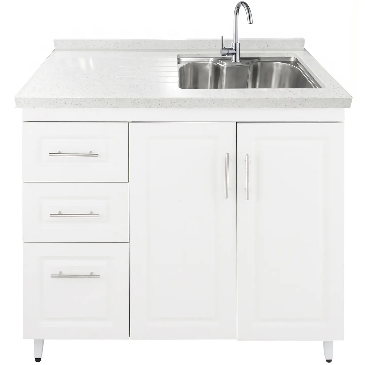 Mueble Lavaplatos Blanco Izquierdo con Cubierta de Cuarzo 100x51x90 cm (Incluye Armado) 1