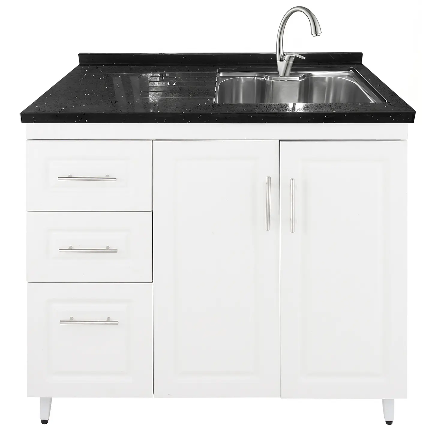 Mueble Lavaplatos Blanco Izquierdo con Cubierta de Cuarzo 100x51x90 cm (Incluye Armado) 2