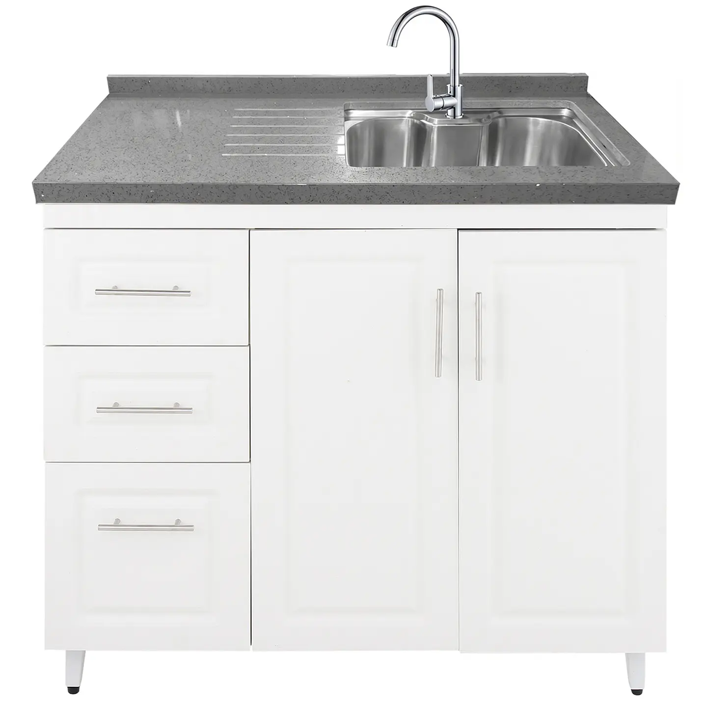 Mueble Lavaplatos Blanco Izquierdo con Cubierta de Cuarzo 100x51x90 cm (Incluye Armado) 3