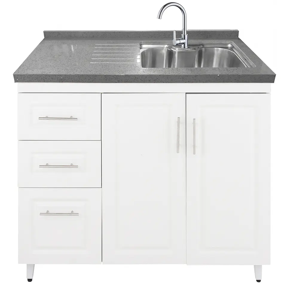 Mueble Lavaplatos Blanco Izquierdo con Cubierta de Cuarzo 100x51x90 cm (Incluye Armado) 3