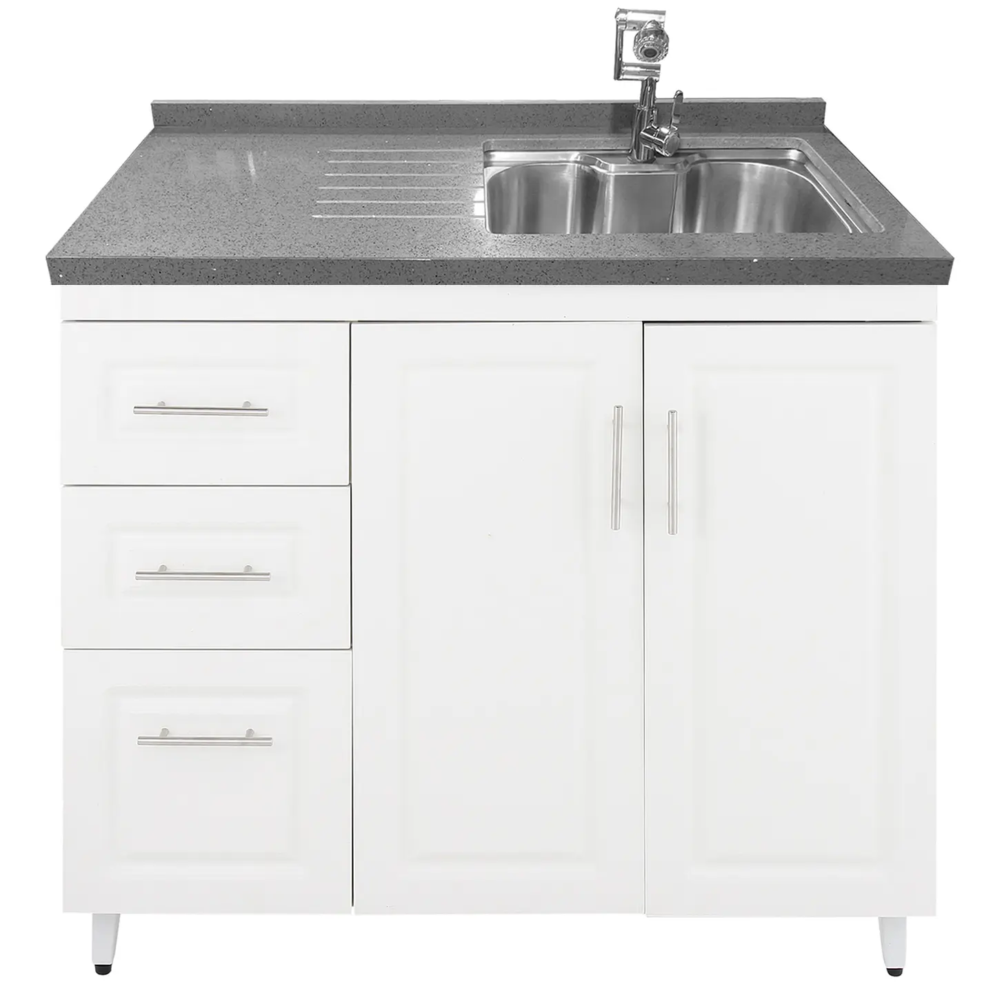 Mueble Lavaplatos Blanco Izquierdo con Cubierta de Cuarzo 100x51x90 cm (Incluye Armado) 6