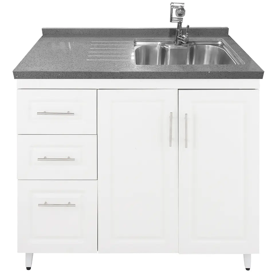 Mueble Lavaplatos Blanco Izquierdo con Cubierta de Cuarzo 100x51x90 cm (Incluye Armado) 6