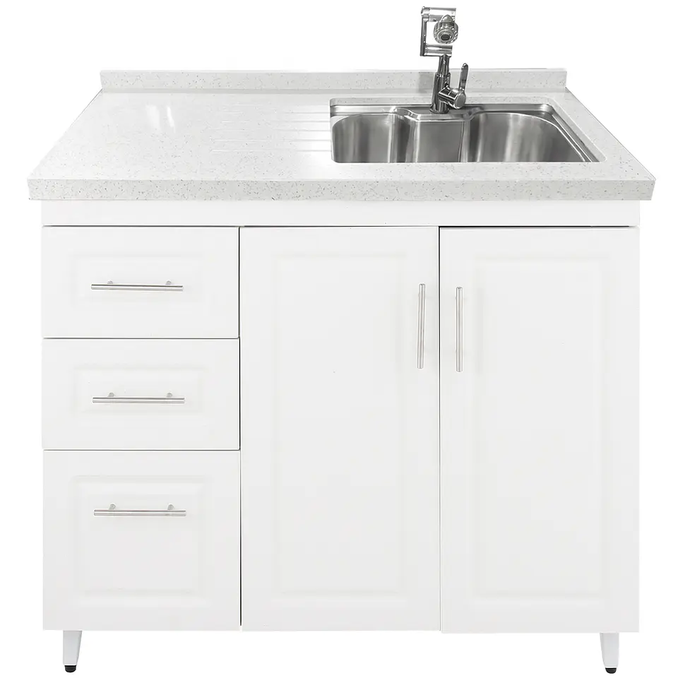 Mueble Lavaplatos Blanco Izquierdo con Cubierta de Cuarzo 100x51x90 cm (Incluye Armado) 4