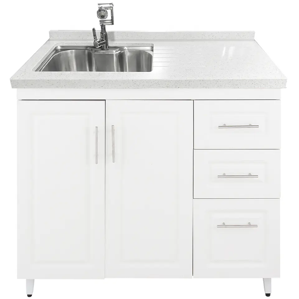 Mueble Lavaplatos Blanco Derecho con Cubierta de Cuarzo 100x51x90 cm (Incluye Armado) 4