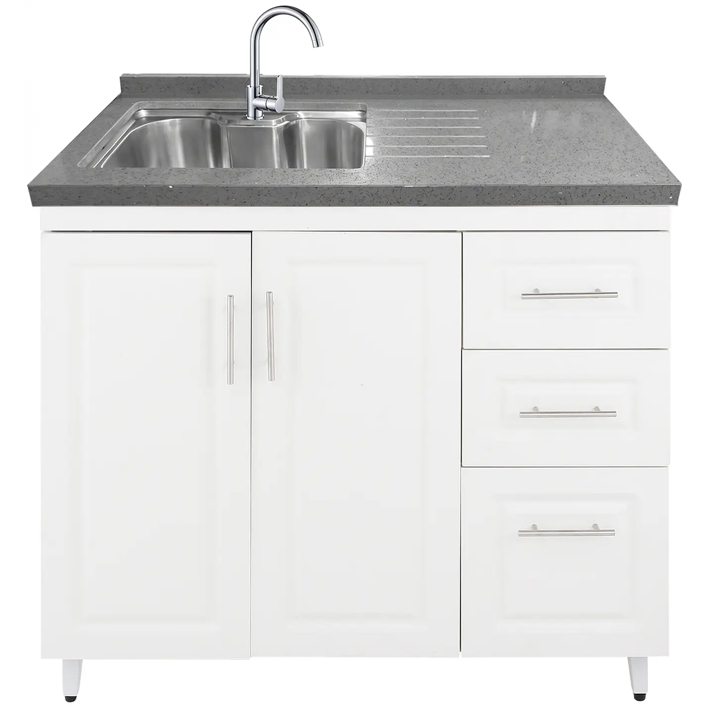 Mueble Lavaplatos Blanco Derecho con Cubierta de Cuarzo 100x51x90 cm (Incluye Armado) 3