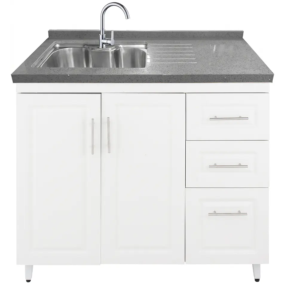 Mueble Lavaplatos Blanco Derecho con Cubierta de Cuarzo 100x51x90 cm (Incluye Armado) 3