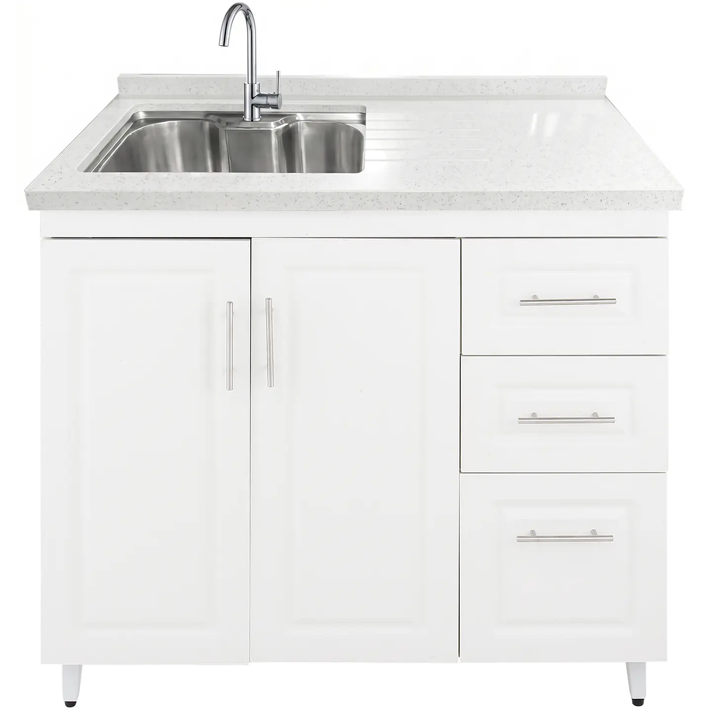 Mueble Lavaplatos Blanco Derecho con Cubierta de Cuarzo 100x51x90 cm (Incluye Armado) 1