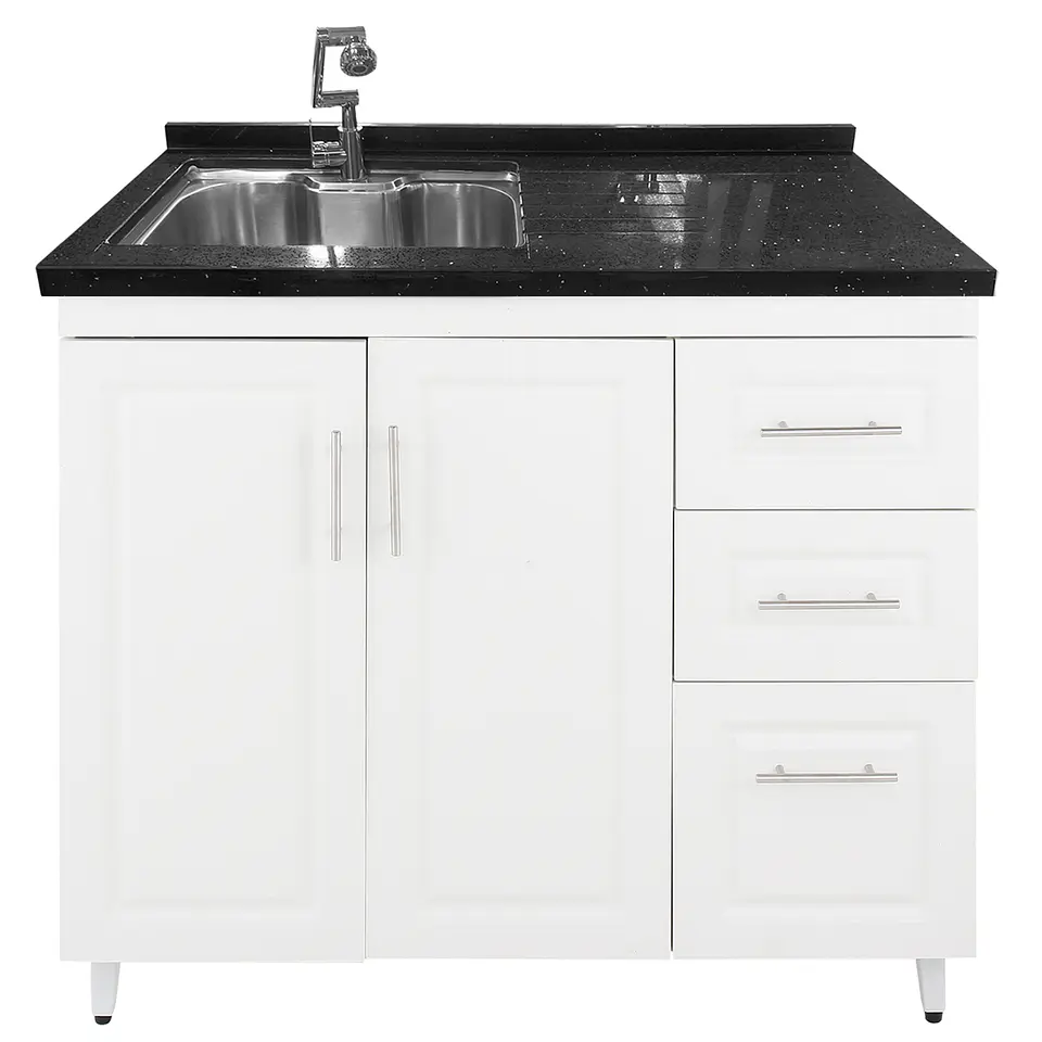 Mueble Lavaplatos Blanco Derecho con Cubierta de Cuarzo 100x51x90 cm (Incluye Armado) 5