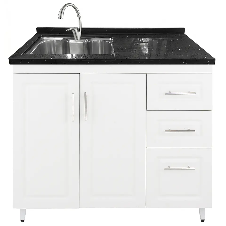 Mueble Lavaplatos Blanco Derecho con Cubierta de Cuarzo 100x51x90 cm (Incluye Armado) 2