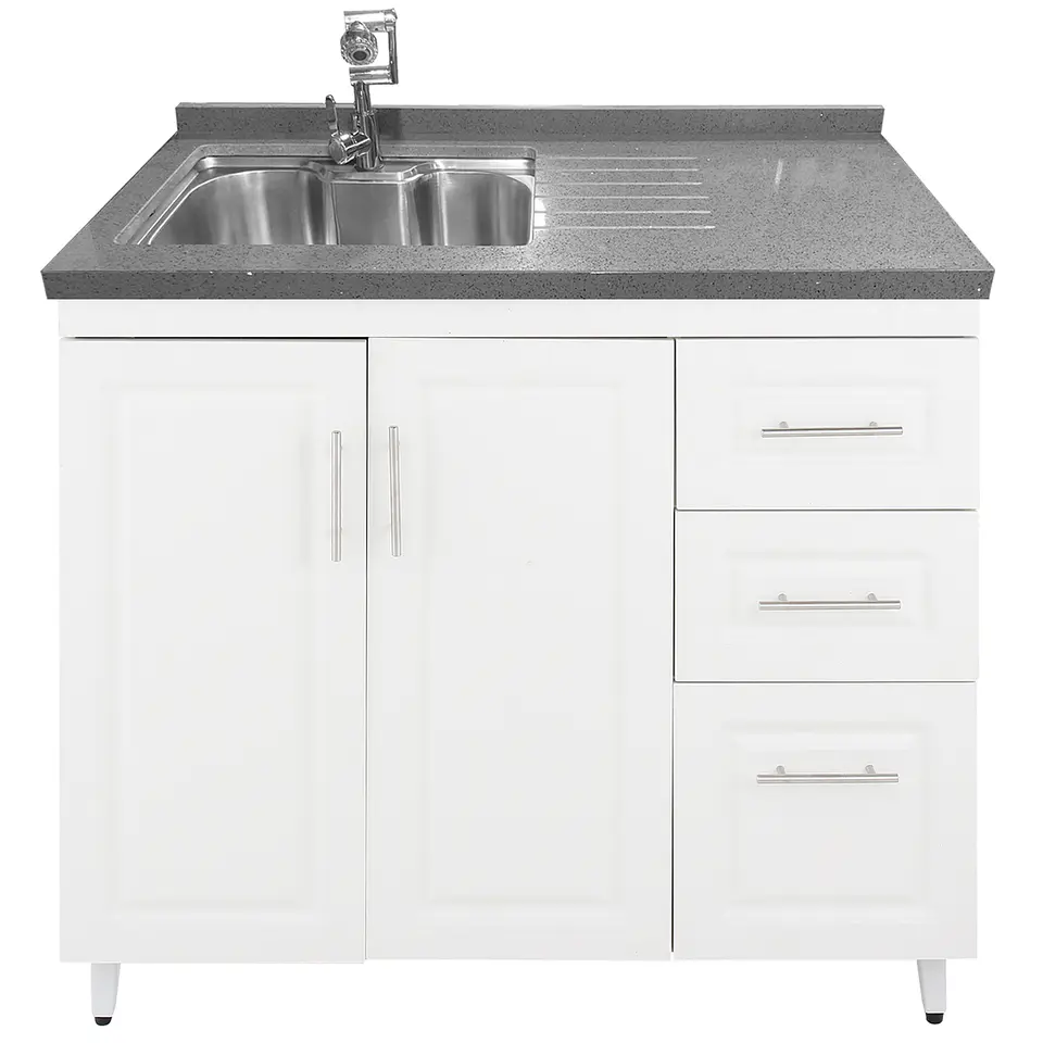 Mueble Lavaplatos Blanco Derecho con Cubierta de Cuarzo 100x51x90 cm (Incluye Armado) 6