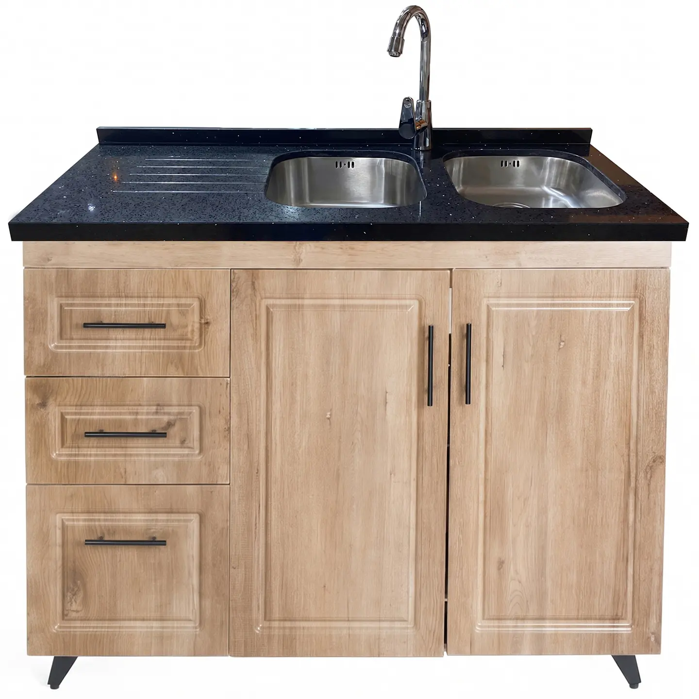 Mueble Lavaplatos Nogal Izquierdo con Cubierta de Cuarzo 120x51x90 cm (Incluye Armado) 2