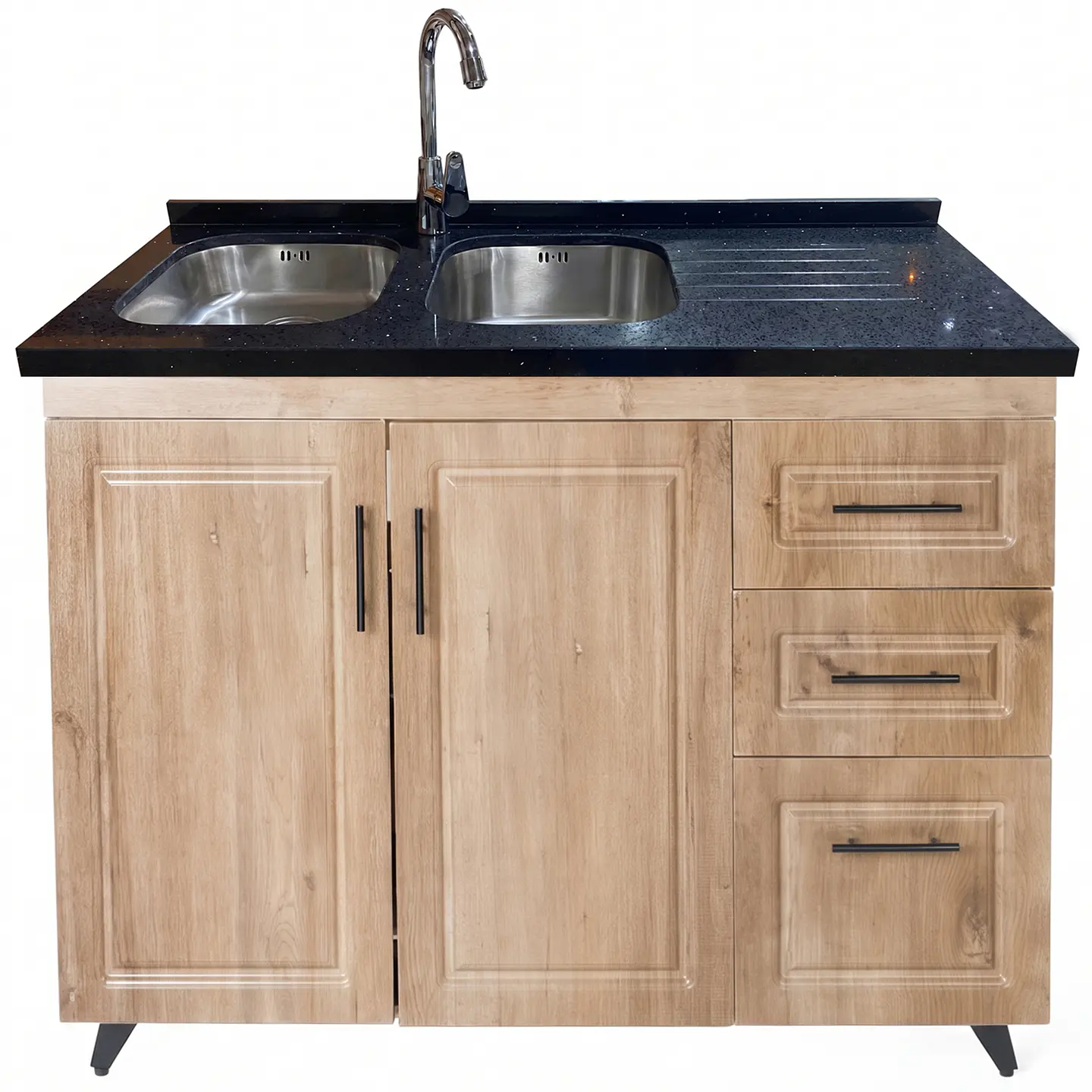 Mueble Lavaplatos Nogal Derecho con Cubierta de Cuarzo 120x51x90 cm (Incluye Armado) 2