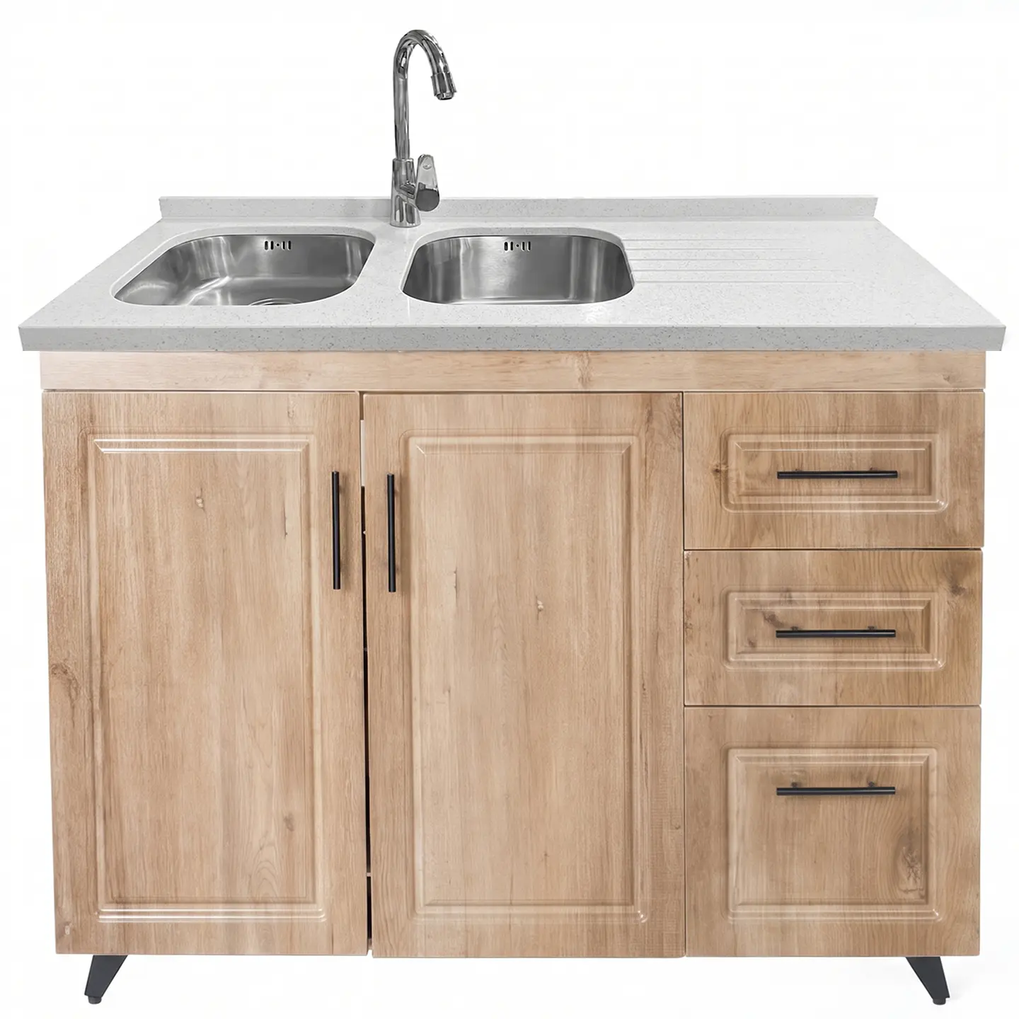 Mueble Lavaplatos Nogal Derecho con Cubierta de Cuarzo 120x51x90 cm (Incluye Armado) 1