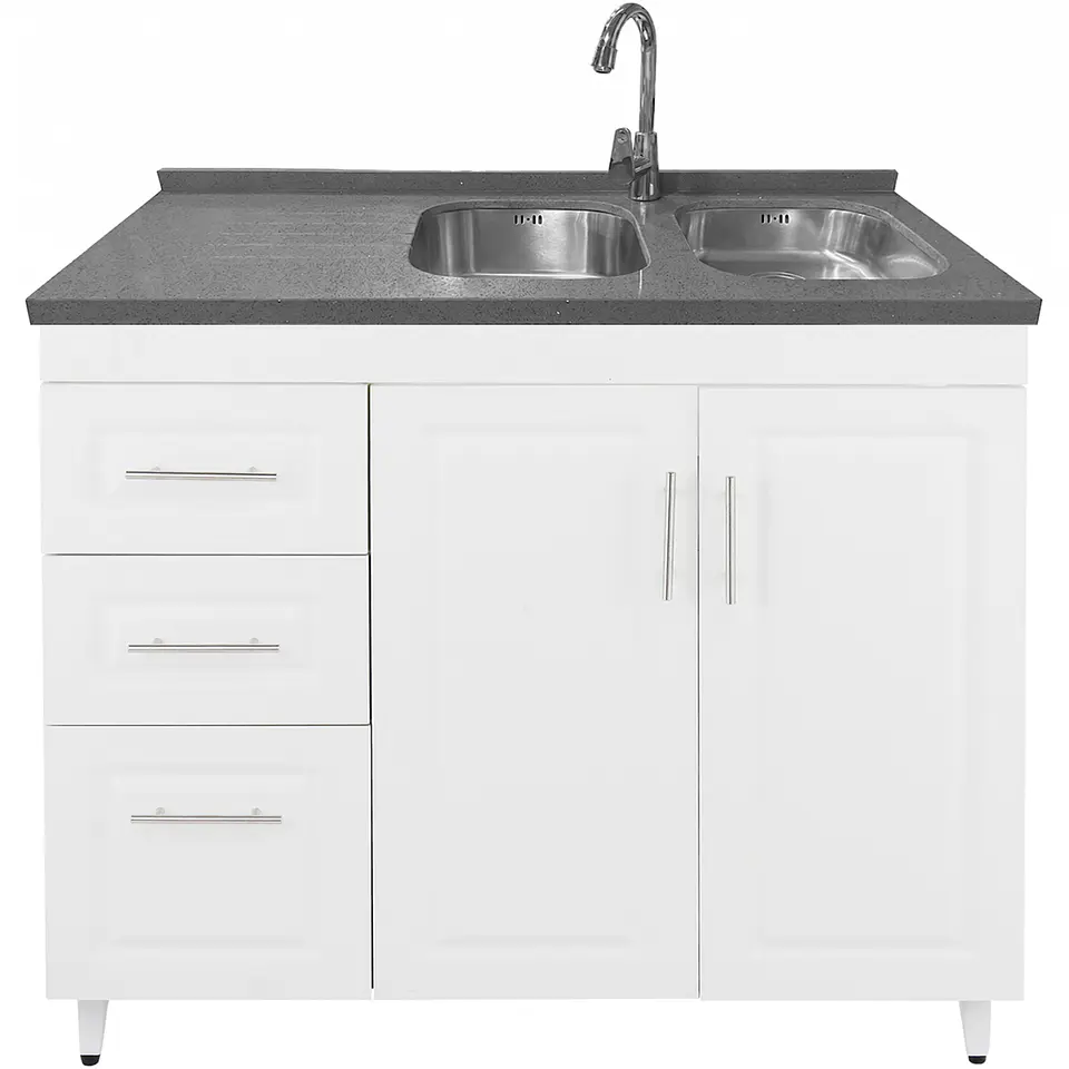 Mueble Lavaplatos Blanco Izquierdo con Cubierta de Cuarzo 120x51x90 cm (Incluye Armado) 3