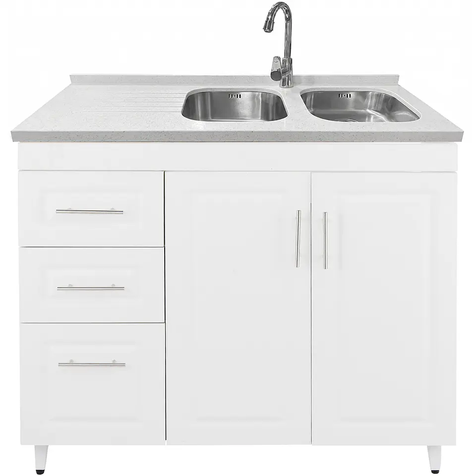Mueble Lavaplatos Blanco Izquierdo con Cubierta de Cuarzo 120x51x90 cm (Incluye Armado) 1