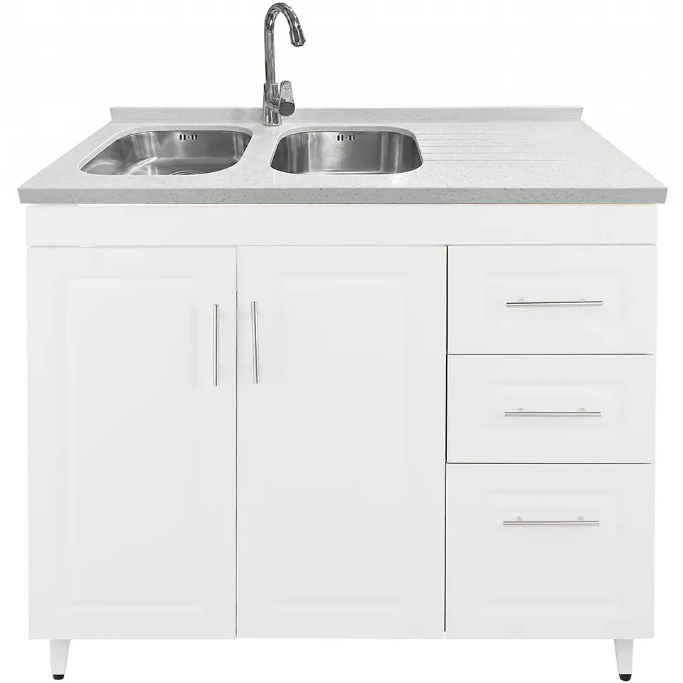 Mueble Lavaplatos Blanco Derecho con Cubierta de Cuarzo 120x51x90 cm (Incluye Armado) 1
