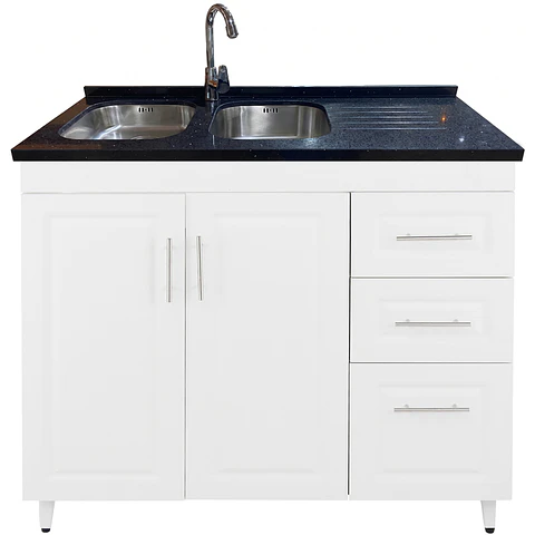 Mueble Lavaplatos Blanco Derecho con Cubierta de Cuarzo 120x51x90 cm (Incluye Armado)