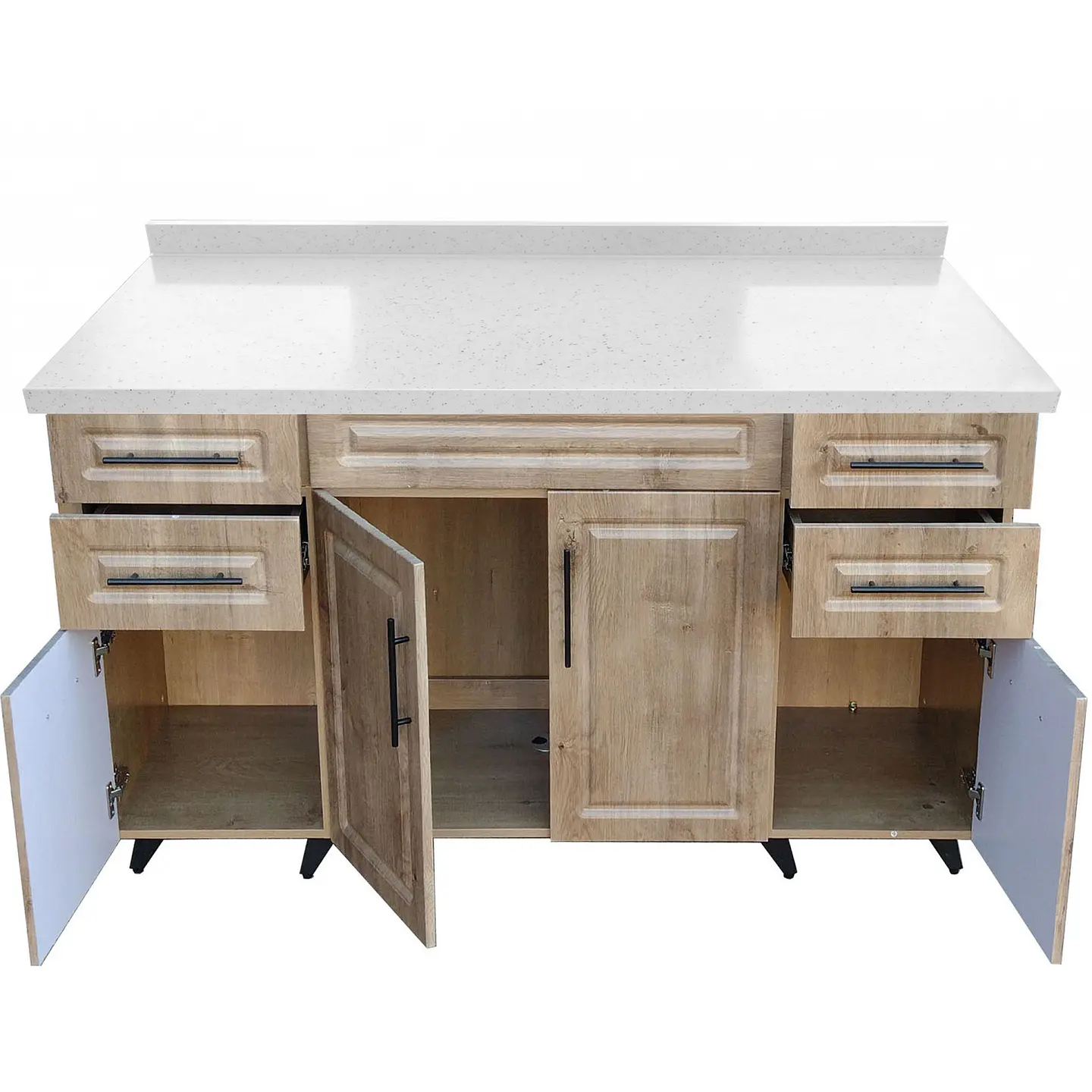 Mueble Mesón Nogal con Cubierta de Cuarzo 150x52x90 cm (Incluye Armado) 2