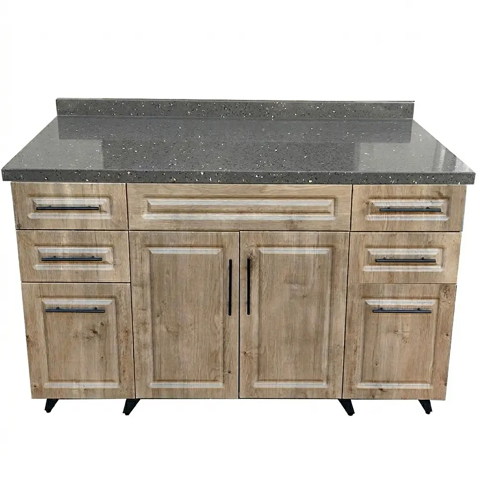 Mueble Mesón Nogal con Cubierta de Cuarzo 150x52x90 cm (Incluye Armado) 5