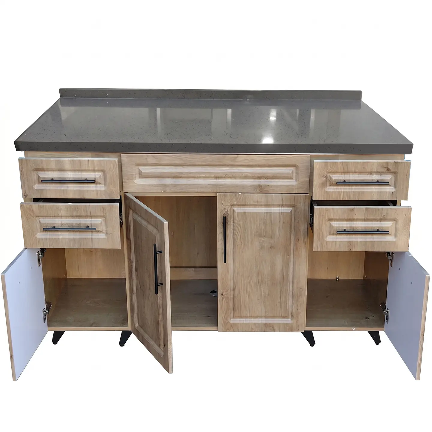 Mueble Mesón Nogal con Cubierta de Cuarzo 150x52x90 cm (Incluye Armado) 6