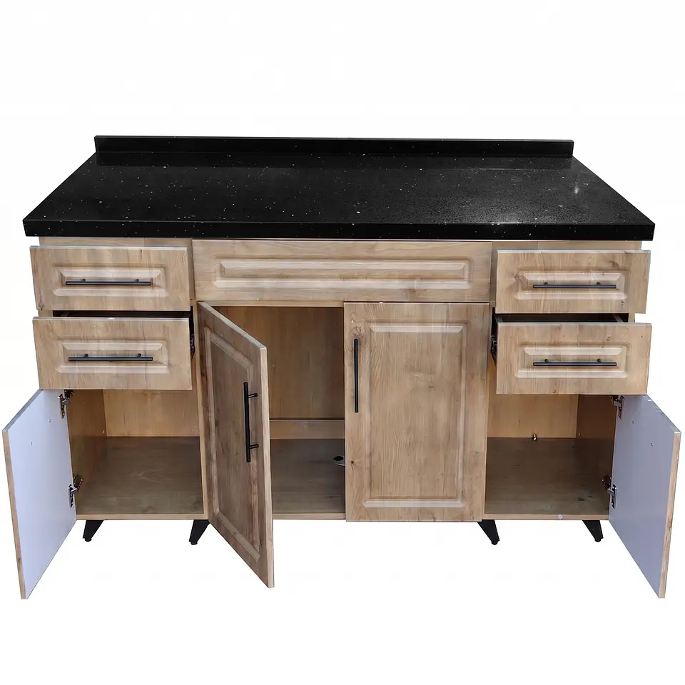 Mueble Mesón Nogal con Cubierta de Cuarzo 150x52x90 cm (Incluye Armado) 4